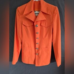 Tempo Paris Orange Blazer with Silver Buttons